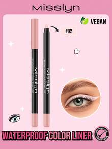 Misslyn Waterproof Colored Eyeliner Pencil, Long-Lasting Color, Smooth & Creamy Texture, Available In Matte, Pearl, And Glitter Finishes, Easy To Create Bold & Precise Lines, Can Be Sharpened With A Pencil Sharpener, Smudge-Proof, Waterproof, Long-Lasting, Sweat-Resistant - 02 Natural Brightening - View 2
