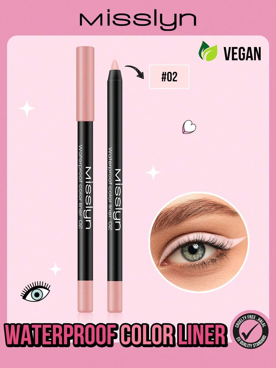 Misslyn Waterproof Colored Eyeliner Pencil, Long-Lasting Color, Smooth & Creamy Texture, Available In Matte, Pearl, And Glitter Finishes, Easy To Create Bold & Precise Lines, Can Be Sharpened With A Pencil Sharpener, Smudge-Proof, Waterproof, Long-Lasting, Sweat-Resistant
