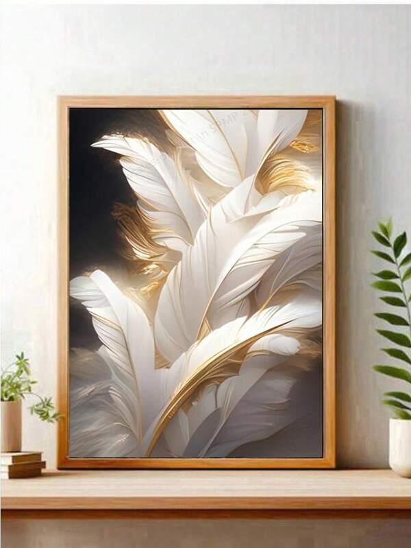 1pc Frameless Abstract Modern Feather Art Canvas Wall Decor, Suitable For Living Room And Kitchen Wall Decoration, Gift Art, 40x60cm/15.7x23.6inch