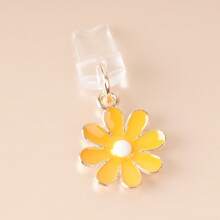 1 pieza Encanto de margarita amarilla/Tapón antipolvo para puerto de carga de teléfono móvil/Colgante decorativo/Adecuado para iPhone/Tipo-C/Conector Android