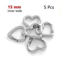 5 件金属心形弹簧扣可打开登山扣钥匙扣包钩狗链扣配件