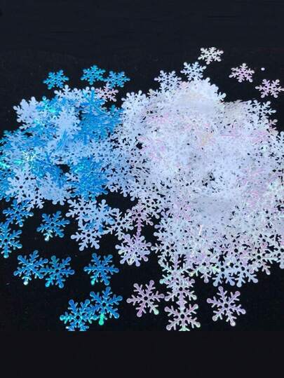 300/600 szt./zestaw konfetti w kształcie płatków śniegu, dekoracje na Boże Narodzenie, białe i niebieskie zimowe konfetti, pakiet na przyjęcie weselne, urodziny, dekoracje stołu na święta