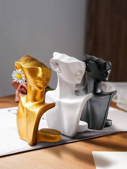 1pc, 2.59*4.21 Inches, Modern Minimalist Resin Half-Body Human Figurine Decor, Suitable For Home Desktop Decoration, Can Also Be Used As Earring/Pendant Display Stand And Jewelry Display Prop