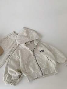 2025 Autumn New 2pcs/Set Kids Solid Color Jacket & Casual Pants Outfit