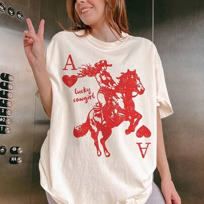 Camiseta vaquera, camiseta Ace, camiseta HearT-S, camiseta western, Playing C-Ard, camiseta retro con gráfico, Cowgirls Lucky, Country Western, Ace C-AR-DSLa camiseta de 220 gramos es la base universal para hombres y mujeres, proporcionando comodidad real y excelente durabilidad. El diseño es adecuado para todo tipo de usuarios, independientemente del género o el estilo. Utiliza tejidos resistentes al desgaste y de alta calidad, adecuados para cualquier uso diario, con tacto suave y durabilidad. Excelente ventilación y comodidad exclusivas para mujeres, con combinación de otoño e invierno, pretensión de grado o ropa temática festiva. Una variedad de artículos para satisfacer las necesidades de varias ocasiones.