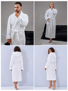 一件男女通用纯色浴袍,酒店浴袍,可作毛巾、浴袍穿着,带帽或翻领,多种颜色可选,适合居家、酒店、浴室、派对、游泳池、野餐等各种场合,四季皆宜,可作浴室装饰、礼品、浴袍、浴室配件、情人节礼物。 - 珊瑚絨浴袍 - 查看 7