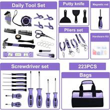 ACOSEA Purple Tool Set223Piece Tool Sets For Women Tool Kit With 13Inch Wide Mouth Open Purple Tool Bag The Basic Tool Set Is Perfect For Home Maintenance PURPLE