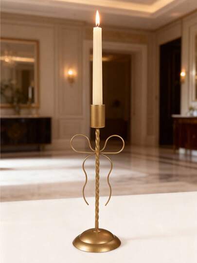 1pc Gold Butterfly Shaped Iron Candle Holder, Home Decor Candle Stand For Dining Room, Living Room, Wedding Party, Romantic Ambiance Decoration, Available In Different Sizes