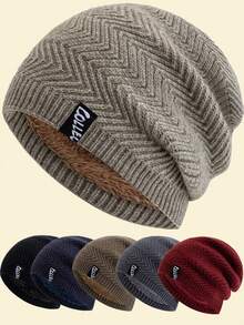 JZML 1 件男士宽松针织五角星装饰羊毛帽秋季服装