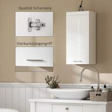 Armadio da bagno pensile con ante, armadio a muro, armadietto dei medicinali con ante, ripiani regolabili 37,2 x 24,5 x 76,8 cm, bianco