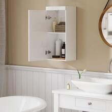 Armadio da bagno pensile con ante, armadio a muro, armadietto dei medicinali con ante, ripiani regolabili 37,2 x 24,5 x 76,8 cm, bianco