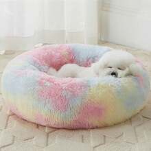 Cozy Self-Warming Faux Fur Donut Cuddler Round Plush Pet Bed (20 X 20 X 8 Inch, Light Pink) - Cầu vồng - Xem 1