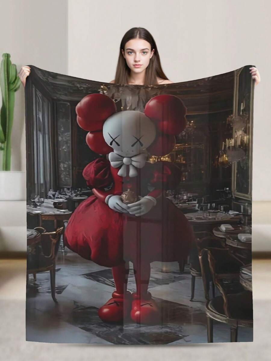 Kawss Kawaii Kaw  Blanket Flannel Blanket, Super Comfortable Winter Warm Blanket Summer Air Conditioning Blanket, Soft And Light Bed Sofa Decoration, Not Easy To Shed, Machine Washable - màu đen - Xem 1