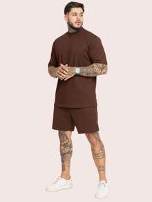 Kit Set T-Shirt Shorts Sweatshirt Cotton Style Stylish Foreign Blogger End Of Year Christmas Promotion - Rust Brown - View 1