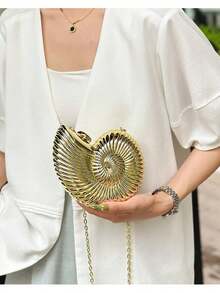 #金贝壳包#爆红！金属质感晚宴包惊艳小众时尚 - 金色 - 查看 2