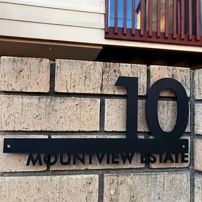 1 pieza Placa de dirección personalizable cortada con láser de metal - Señal moderna de número de casa para exteriores, con agujeros y tornillos de montaje, sin batería requerida, arte de pared resistente a la intemperie, adecuado para decoración de jardín y hogar