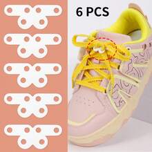 6 件装鞋带扣，蝴蝶结固定器，运动鞋鞋带扣，防止松动、解开和脱落 - 白色 - 查看 2