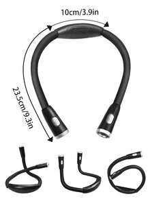 1pc LED Neck Light, USB Rechargeable, 3 Brightness Levels, 360° Rotatable Reading Light, Suitable For Night Reading, Running, Fishing, Camping, Etc.