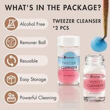 2 Bottle Tweezeer For Eyelah Extenion Tweezer Glue Remover Liquid For Lah Tool With 2 Ponball 2 Bottle Cleaner - Sữa rửa mặt 2BottlesCleanser - Xem 5