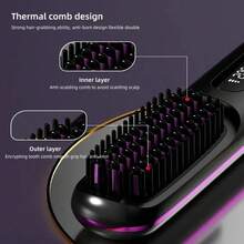 2025 Hair Straightener - Cordless Comb With Negative Ions, 4000mAh Fast Heating And Portable Travel Design, A Great Home Item, Rechargeable Hair Straightener And Curling Brush - 黑色 - 查看 10