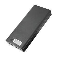 Caja de banco de energía DIY, cargador de batería de cabeza plana, 2 puertos de salida USB, caja de plástico con pantalla LCD, puerto de entrada de micrófono/teléfono/tipo C, caja de banco - Negro - Ver 1