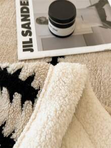 1 pieza Manta de Sherpa con estampado bohemio jacquard, manta suave y acogedora para Halloween, Navidad, adecuada para cama, sofá, sala de estar, dormitorio, decoración, manta ligera de verano para aire acondicionado, franela rosa