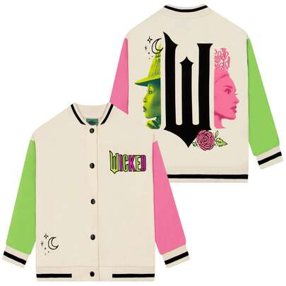  Wicked Girls Bomber Jacket, Glinda And Elphaba Girls Jacket, Varsity Jacket Kids