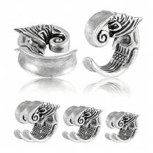 1PC Stainles Steel Flash Moon Ear Gauges Spider/Swirl/Cross Ear Tunnel Plugs Expanders Shell Earrings Plugs Piercing Body Jewelry - As Shown - View 23