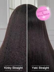 OQ Hair Wear & Go 無膠假髮 Yaki 直髮假髮 8-16 英吋 180% 密度，7x5 HD 預剪蕾絲封口假髮 預拔髮際線 預漂髮結 未加工人髮 自然色 高品質 時尚 - SNatural - 查看 6