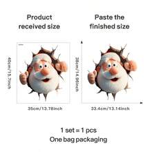 1pc Funny Santa Claus Breakthrough Wall Decal - Removable Self-Adhesive PVC Sticker With Santa'S Face & Cracked Wall Design, Matte Finish For Walls/Glass, Christmas Home Decor, Holiday Party Supplies, Xmas Gifts 2026, Festive Decoration