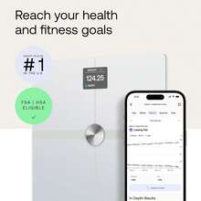 WITHINGS Body - Báscula precisa para peso corporal y porcentaje de grasa, composición corporal Wi-Fi y, báscula de peso para bebé, báscula inteligente compatible con, - blanco - Ver 7