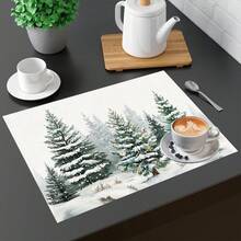 1 pezzo/4 pezzi/6 pezzi Tovagliette in lino con motivo albero di Natale, adatte per tavolo da pranzo, Natale, possono essere regali di Natale, decorazioni natalizie, applicabili per tutte le stagioni, tovagliette da tavolo moderne lavabili, decorazione per la stanza, sottobicchieri, tappetini per tavolo da cucina e da pranzo, decorazione per feste interne/esterne, decorazione per la casa, regali ideali