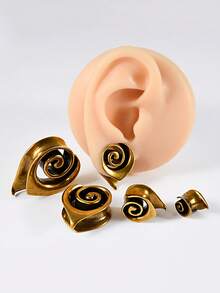 1PC Copper Heart Swirl Ear Gauges Snake Ear Tunnel Plugs Apiral Expanders Shell Earrings Plugs Piercing Body Jewelry