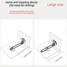 Correa de antivuelco montada en la pared, estabilizador de muebles de plástico, anclaje de gabinete sin taladro, soporte de para estantería, TV, zapatero, armario, dispositivo de para el hogar