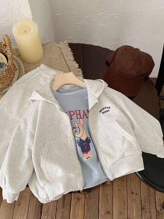 2025年秋季新款两件套儿童纯色夹克和休闲裤套装