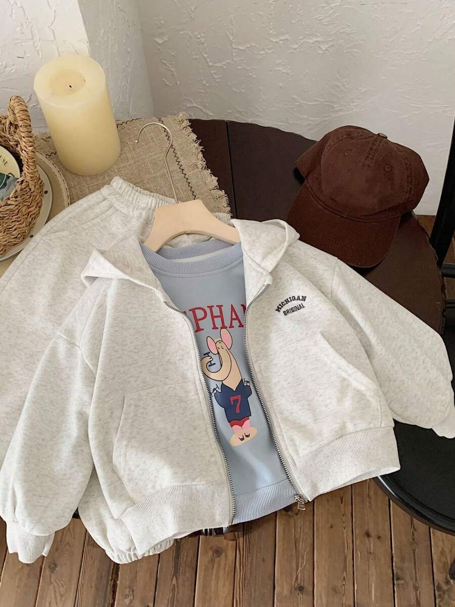 2025 Autumn New 2pcs/Set Kids Solid Color Jacket & Casual Pants Outfit