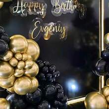 142pcs Black And Gold Balloon Garland Arch Kit, Total 18" 12" 10" 5" Latex Balloon Set For Shower Birthday Wedding Bachelorette Party Decorations Supplies - Multicolor - View 6