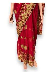Traditional Designer Saree With Ready Blouse, Elegant  Cultural Wear, 014 - Multicolor - View 8