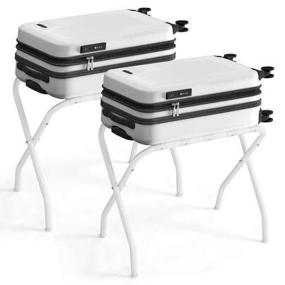 SONGMICS Luggage Rack, Pack Of 2, Luggage Racks For Guest Room, Suitcase Stand, Steel Frame, Foldable, For Bedroom