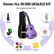 Soprano Ukulele Beginner With Online Lesson Bag Strap String Tuner Pick Cloth,  21 Inch Matte Bundle Kit  Series-Green - Violet - View 5