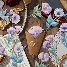 8张/包 金箔花朵主题贴纸，创意美学贴纸，DIY装饰剪贴簿工艺材料，节日礼物，个性化剪贴簿学习用品文具 - 黃色 - 查看 7