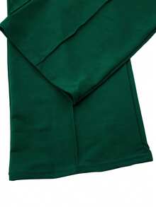 休闲户外两件套，纯色两件套，带帽两件套，优雅性感透气舒适休闲两件套，适合舞会、派对、旅行、春季聚会等场合 - 墨綠色 - 查看 7