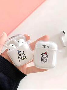 1个可定制透明耳机套，可印制个性化名字，情侣耳机套，时尚TPU软耳机盒，男女通用可爱文字设计，DIY周年纪念礼物，兼容苹果耳机1/2/3/4 Pro/Pro2，时尚、多彩、简约、可爱、可定制、个性化、独特，送给男友、女友、家人的理想礼物 - 彩色 - 查看 4