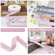 Gingham Plaid Ribbon - 58x20 Yards Polyester Checked Ribbon Wrapping, Flower Bouquets, Wreaths - Home Party Decor Ribbon Pink - Hồng + 5/8" - Xem 2
