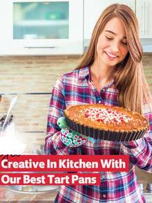 1pc Removable Bottom Quiche Pan,Pizza Baking Tray With Bottom,Apple Pie Baking Tray,Egg Cakes Baking Tray, Non Stick Circular Pie Tray,Banana Pie Baking Tray,Chocolate Pie Baking Tray,Round Tart Pan,Live Bottom Chrysanthemum Pie Tray - Multicolor - View 7