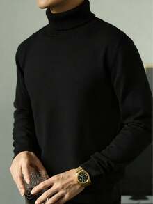 3pcs Men's Casual Comfortable Thermal Lined Turtleneck Sweaters, Slim Fit, Suitable For Indoor And Outdoor Activities, Can Be Gifted To Couples, 100% Polyester, Multiple Colors Available - Multicolor - View 5