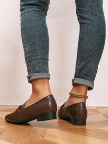 女士乐福鞋，尖头平底乐福鞋，户外时尚平底鞋，女鞋，休闲鞋 - 咖啡棕 - 查看 5