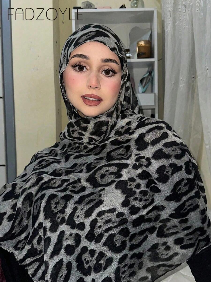 FADZOYLE 1pc Color Leopard Printed Pattern Scarfs For Women Cape Hijab Bandana Head Wrap Beach Cover Up All Season Winter Fall Sarong Fashion Scarves Long Satin Silky Feeling Large Kerchief Designer New Elegant Lightweight Collection Gift Wedding Bride Bridesmaid Shawl Gifts Accessories