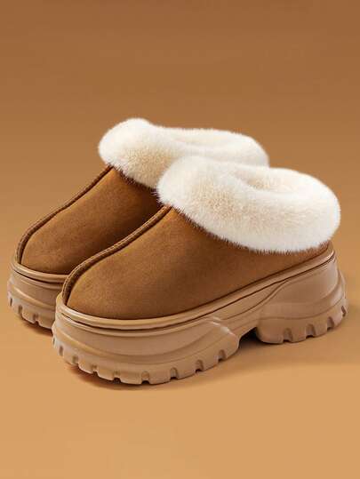 1 Pair Teenage Winter Snow Boots, 7cm Height Increase, Thick Thermal Lining, Indoor/Outdoor, Cold-Resistant, Non-Slip