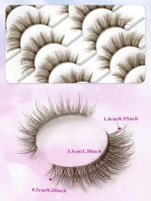 10 Pairs ENCHUW Fluffy, Soft, Lengthening, Natural-Looking False Eyelashes With Transparent Stems, Reusable, Essential For Holiday Makeup - Brown - View 2